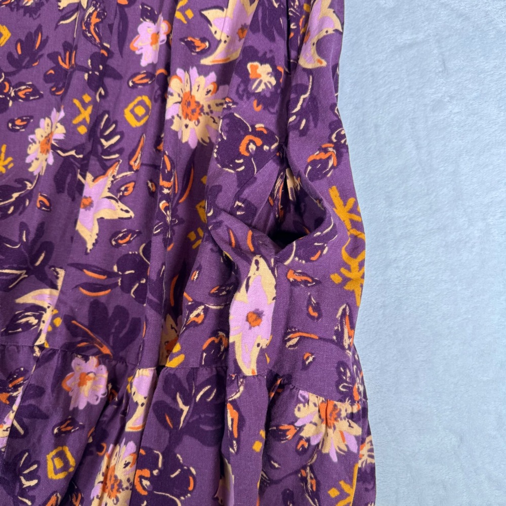 Sonoma Goods For Life Purple Floral Linen Blend Sleeveless Tiered Dress XL - Picture 9 of 9